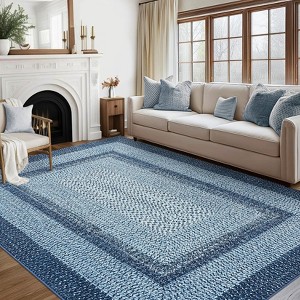 Braided Area Rug with Non-Slip Backing, Modern Accent Carpet for Bedroom, Living Room, Dining Room & Hallway, Foldable Low Pile Throw Rug - 1 of 4