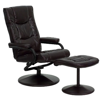 Emma and Oliver Contemporary Multi-Position Recliner & Ottoman w/ Wrapped Base