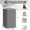 26 Gallon Laundry Hamper Tall Laundry Bin - HOMLUX™: Lid & Bamboo Pull Handles - 3 of 4