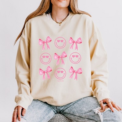 Simply Sage Market S.W.Smiley Smiley Face Coquette Chart Lightweight Garment Dyed Sweatshirt