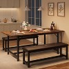 Nasitip 63" Rustic Brown Extendable Dining Table Set for 4–6, Rectangle Kitchen Table with 2 Upholstered Benches for Small Spaces - 2 of 4