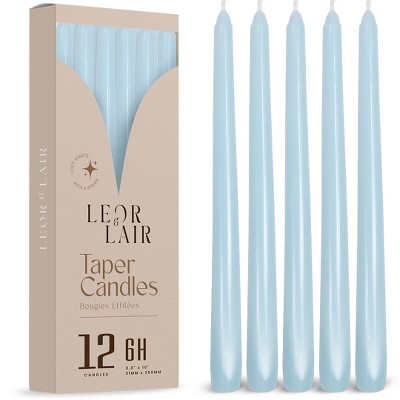 Leor & Lair Taper Candles - 12 Pack - 10" Tall Candlesticks for Dinner, Home Decor, Holiday, Wedding