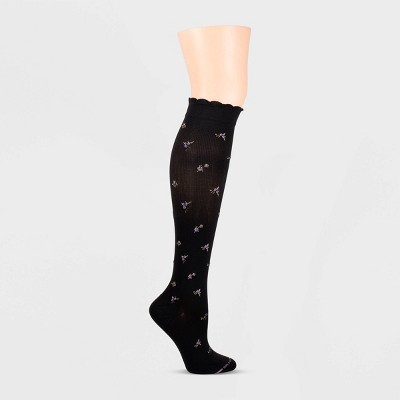 Dr. Motion® Women's Floral Print Mild Compression Knee High Socks - 4 ...
