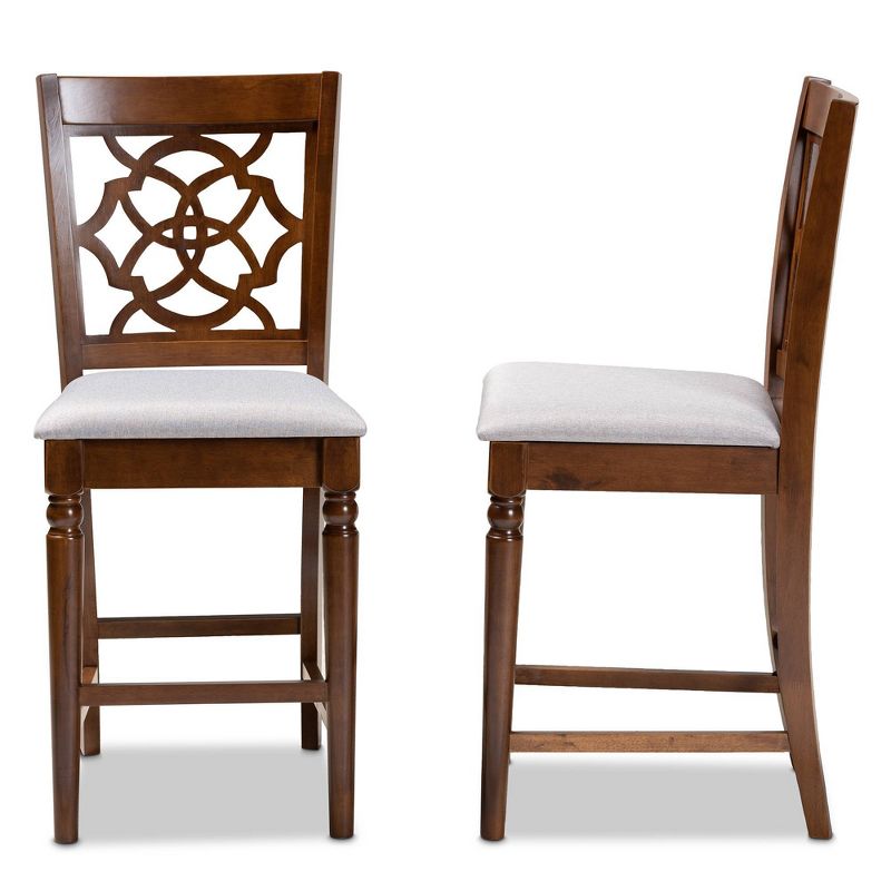 Set of 2 Oscar Pub Chair Gray/Walnut - Baxton Studio: Modern Upholstered Armless, Counter Height, 4 of 9