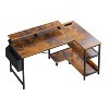 Hrinhom 47"W Reversible L Shaped Gaming Computer Desk with Monitor Stand & Storage Shelves - 2 of 4