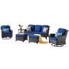Ovios Orlando 6pc Brown Wicker Outdoor Patio Furniture Conversation Sofa Set with Swivel Chairs and Cushions - 2 of 4