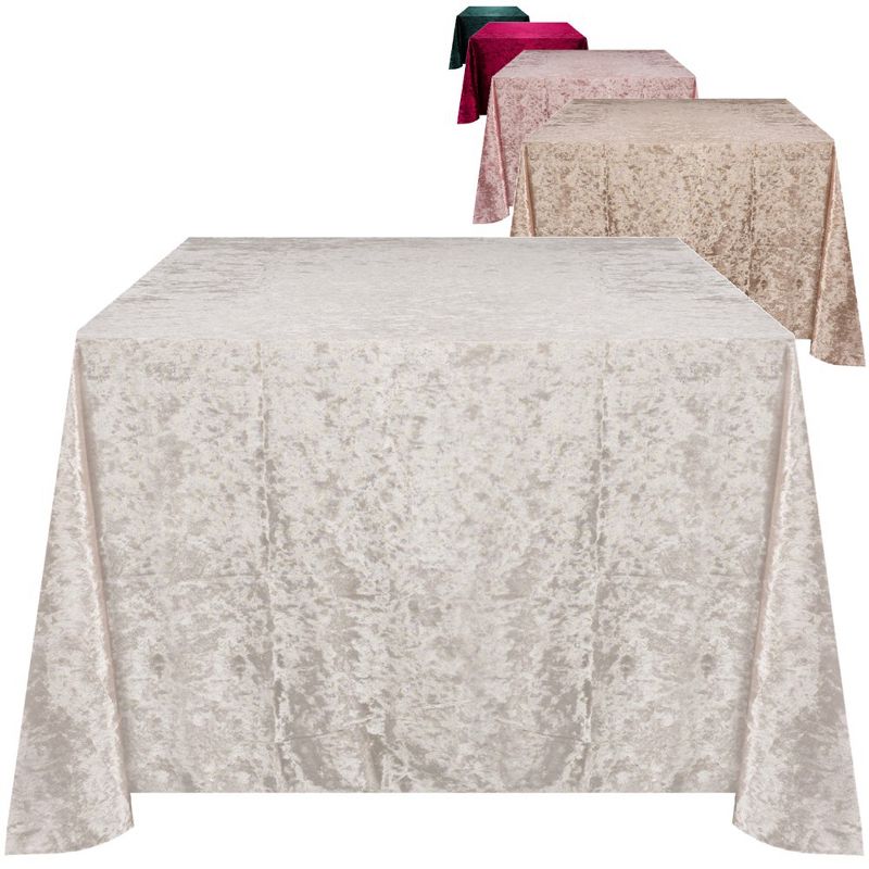 RCZ Décor Elegant Square Table Cloth - Made With Fine Crushed-Velvet Material, Beautiful Off-white Tablecloth With Durable Seams , 1 of 5