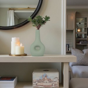 Modern Boho Ceramic Vase - Modern Hollow Design - Decorative Accent for Home, Office, Bedroom, Living Room Decor - 1 of 4