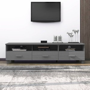 vidaXL TV Cabinet Dark Grey Solid Pinewood, MDF Standard TV Cabinet - 1 of 2