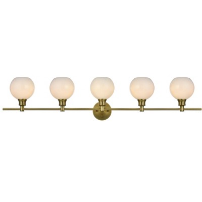 Elegant Lighting Collier 5 Light Satin Gold and Frosted White Glass Wall Sconce