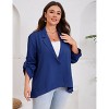 BLUEMING Womens Plus Size Long Sleeve Lapel Collar Draped Open Front Flowy Work Office Jacket Suit Blazer - 4 of 4