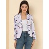 INSPIRE CHIC Women's Open Front Office Long Sleeve Lightweight Printed Floral Crop Suit Blazer - 2 of 4