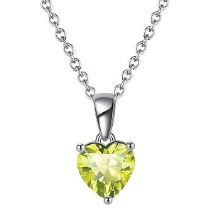 Birthstone Heart Necklace for Women Solitaire Cz Sterling Silver Ginger Lyne Collection - 1 of 4