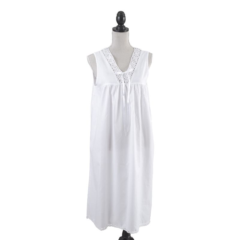 Saro Lifestyle Long Nightgown With Embroidered Design, 1 of 6