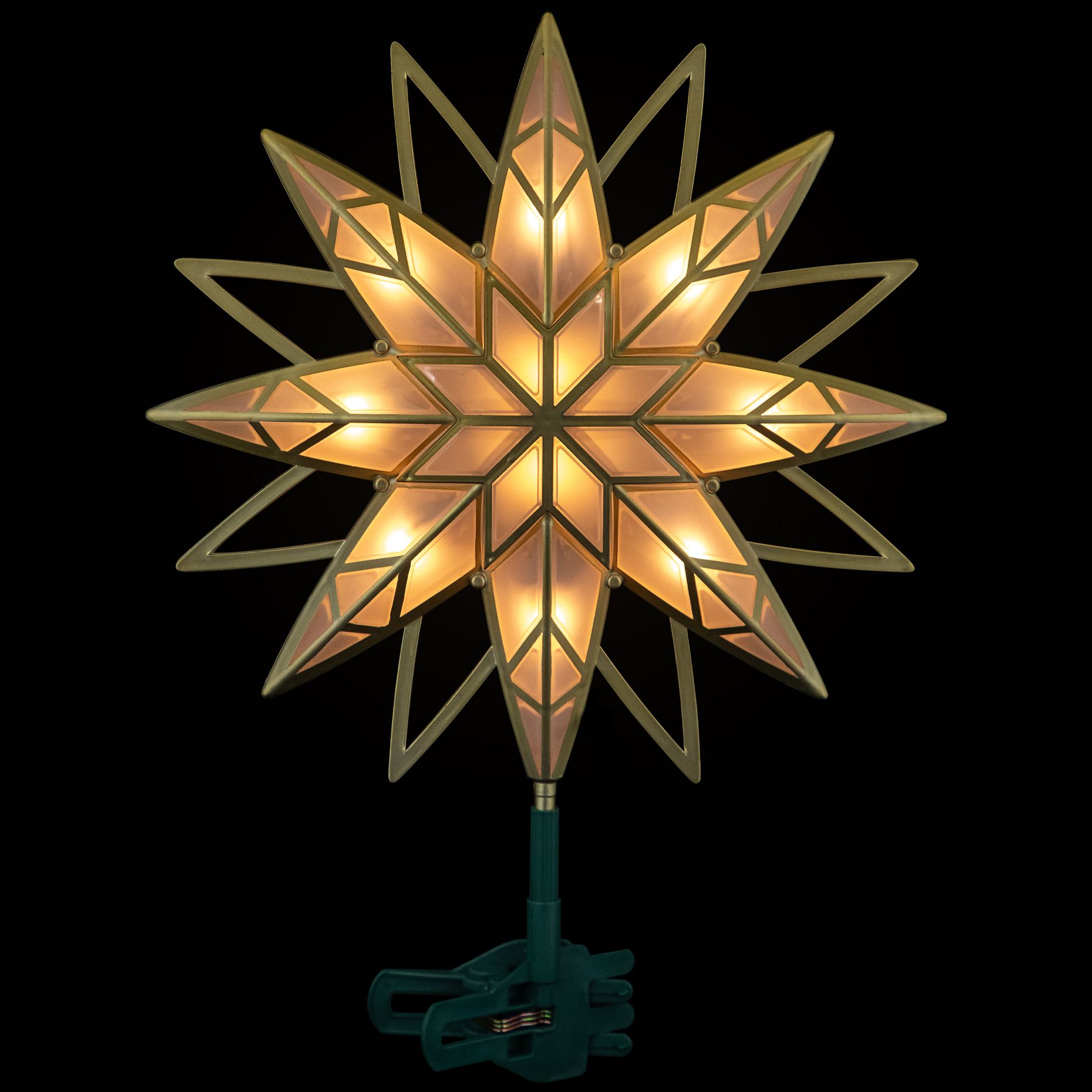 Northlight Lighted Geometric Frosted Star Christmas Tree Topper - 12.5" - Gold