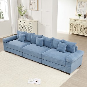 130" Premium Corduroy Oversized Modular Sectional Couch with 3-Seater Sofa, Extra-Thick Armrests, Good Resilience Cushion - 1 of 4