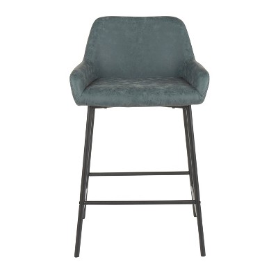 Daniella Green Faux Leather Industrial Counter Stools Set