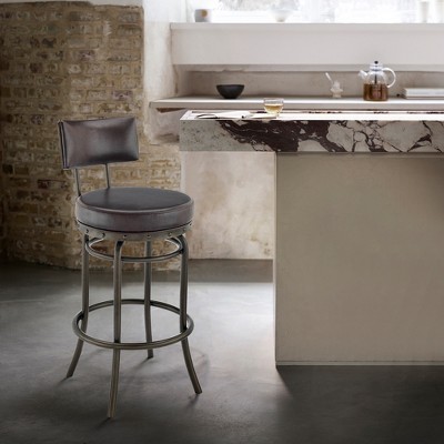TOAOTBNBOB Swivel Bar Stool with Metal Legs, Industrial Bar Chairs with Circular Footrest, Counter Height Barstools for Dining Room