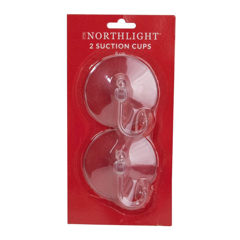 Northlight Pack of 2 Clear Suction Cups with Hooks 3", 2 of 5