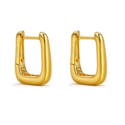 Molenia 18K Gold Hoop Earrings for Women Trendy, 925 Sterling Silver  Square Hoop Huggie Chunky Minimalist Jewelry