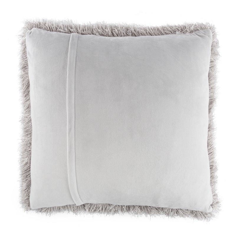 Oversized Floor or Throw Pillow Square Luxury Plush- Shag Faux Fur Glam Decor Cushion for Bedroom Living Room or Dorm by Hastings Home (Grey), 2 of 7