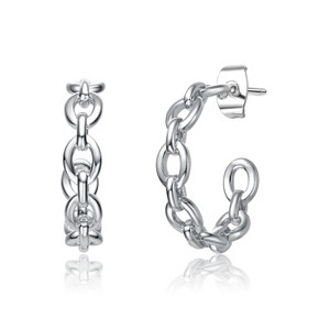 Guili Luxe Links Modern Chain Link C-Hoop Earrings in Sterling Silver and 14K Gold Plated for Effortless Elegance and Everyday Glam - 1 of 2