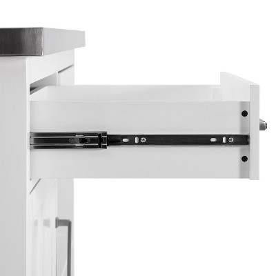 Silvia 51'' White and Gray Kitchen Island with Stainless Steel Top and X-Back Stools