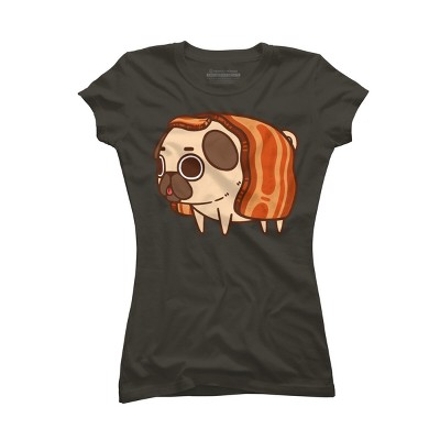 Junior's Design By Humans Puglie Bacon Strip By Puglie T-Shirt