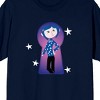 Coraline Coraline in Key Hole Frame White Stars on Navy Ground Adult Crew Neck Short Sleeve T-shirt - 2 of 3