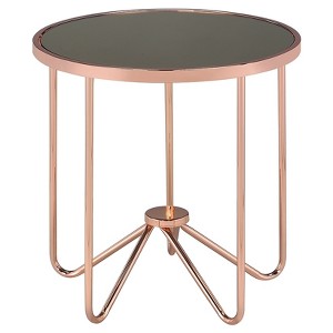 End Table Smoke Rose Gold, Smoky Glass & Pink Gold