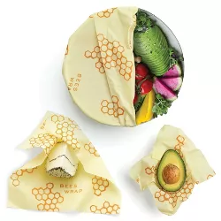 Bee's Wrap 3pk Reusable Beeswax Food Wraps Sustainable Plastic Free - 1 Small 1 Medium 1 Large Yellow