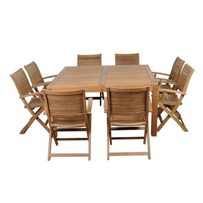 Boynton 9pc Patio Teak Wood Square Dining Set - International Home Miami