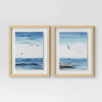 (Set of 2) 16" x 20" Seascape Framed Art Set Natural - Threshold™