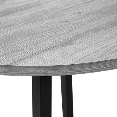 35" Gray Laminate Drop Leaf Dining Table Set with Black Metal Chairs