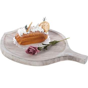 Vintiquewise Wood Pizza Peel Leaf Shape Serving Tray Display Tray Charger
