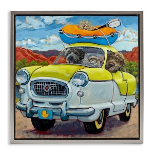 Stupell Industries Vacation Dogs in Car Black Framed Floater Canvas Wall Art - 1 of 4