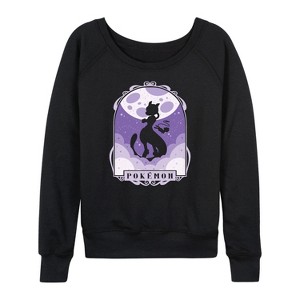 Women's - Pokémon - Mewtwo Mew Celestial Lightweight French Terry Wide Neck Long Sleeve Shirt - 1 of 4