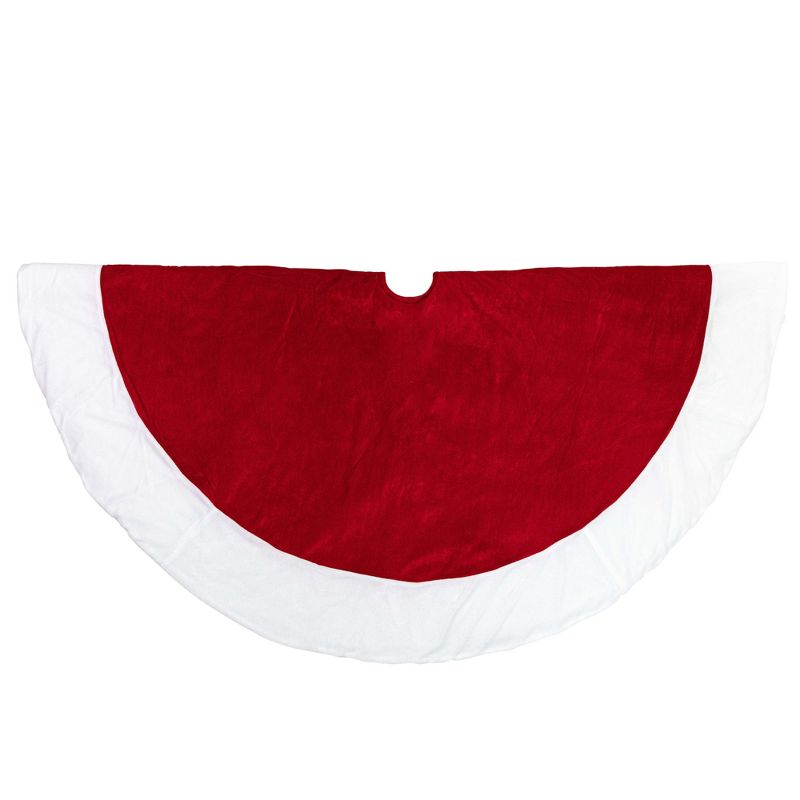 Northlight Velveteen Christmas Tree Skirt - 60" - Red and White, 5 of 6