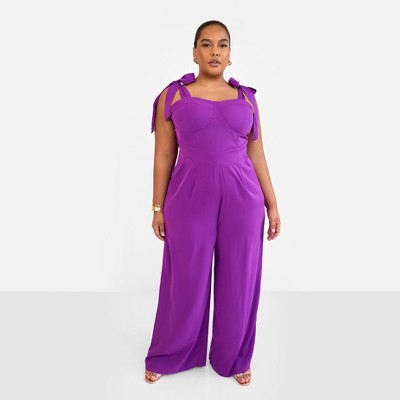 Rebdolls Women's Selma Tie Strap Corset Wide Leg Jumpsuit