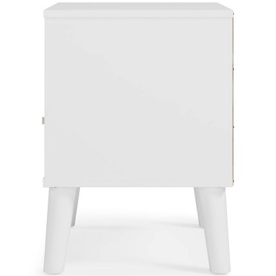 Contemporary Sugarberry & Matte White Nightstand with Open Shelving