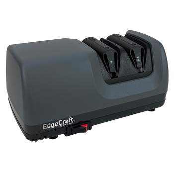 EdgeCraft brings new technology to knife sharpening introducing  Rechargeable DC Electric Knife Sharpeners. Designed with a smaller  footprint than other electric sharpeners, it still has all the sharpening  power EdgeCraft is known