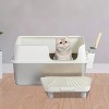 LunaLulinlk white Stainless steel cat litter box with lid, cat litter box with pedal filter and scoop - 3 of 4