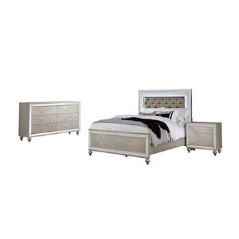 3pc Queen La Mesa Bed Nightstand and Dresser Set Silver - HOMES: Inside + Out