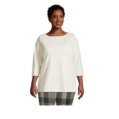 Lands' End Women's Plus Size 3/4 Sleeve Heritage Jersey Boatneck Tunic ...