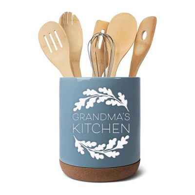 Elanze Designs Grandma's Sky Blue X-Large Cork Bottom Kitchen Utensil Holder