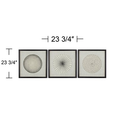Geometric Burst Black and White Framed Wall Art Set