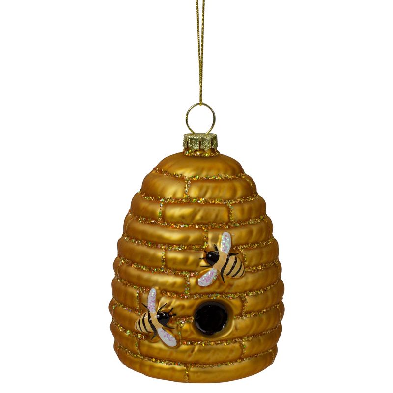 Northlight 3.5" Gold Holiday Collections Glass Beehive Christmas Ornament, 1 of 5