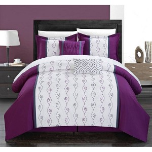 Chic Home Design King 6pc Yohan Comforter & Sham Set Plum, Purple