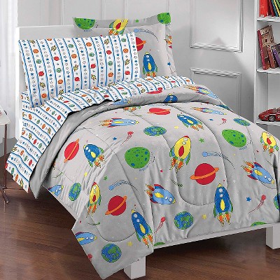 Twin Blue Space Adventure Reversible Kids' Comforter Set - Waverly