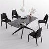 YOUNIKE Modern 69.3" L x 33.85" W Dining Room Table Set for 4, Rectangular Island Table for Kitchen with Wooden Top & Black Metal Cross Base - 2 of 4